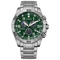 Citizen Men's Eco-Drive Weekender Sport Casual Brycen Chronograph Watch in Super Titanium, Green Dial (Model: BL5550-50X)