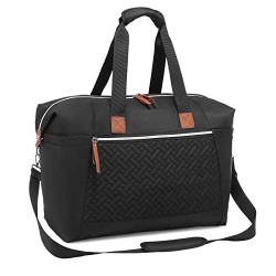 Sucipi Travel Duffle Bag, Weekender Overnight Bag for Women Carry On Tote Bag with Shoes Bag Mommy Hospital Bags for Labor and Delivery (Black)
