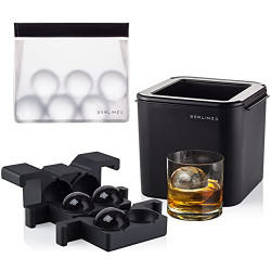 Premium Clear Ice Ball Maker Mold - Whiskey Ice Ball Maker Large 2.4 Inch - Crystal Clear Ice Maker Sphere - Sphere Ice Mold Maker with Storage Bag - Clear Ice Mold for Prepare 4 Balls at Once
