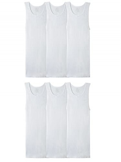 Fruit of the Loom Men's Tag-Free Tank A-Shirt, Big Man-6 Pack-White, 3X-Large