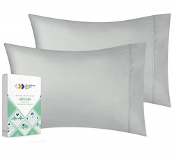 CALIFORNIA DESIGN DEN Luxuriously Soft Hotel Quality 600 Thread Count, 100% Cotton Set of 2 Cases, Crisp & Cool Light Gray Pillow Cases Standard Fits Standard & Queen Pillows (Light Gray)