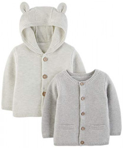 Simple Joys by Carter's Unisex Babies' Knit Cardigan Sweaters, Pack of 2, Grey, 24 Months