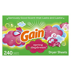 Gain Dryer Sheets, 240 Sheets, Spring Daydream Laundry Fabric Softener Sheets with Light, Long Lasting Scent