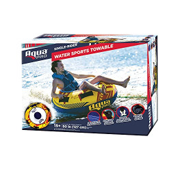 Aqua Pro Towable Tubefor Water Sports  Single Rider  Marine-Grade InflatableBoat Tube Yellow/Red