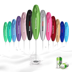 Bonsenkitchen Handheld Milk Frother, Electric Hand Foamer Blender for Drink Mixer, Perfect for Bulletproof coffee, Matcha, Hot Chocolate, Mini Battery Operated Milk Whisk Frother (Olive Green)