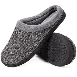 Women's Comfort Slip On Memory Foam Slippers French Terry Lining House Slippers w/ Durable Sole (11-12 M US, Space Black)