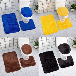 3 Piece Household Supplies Solid Color Bathroom Rug Set Bathroom Toilet Carpet Anti-Slip Mat Bathroom Solid Color Toilet Floor Mat Shower Rug for Bathroom