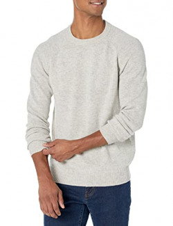 Goodthreads Men's Lambswool Crewneck Sweater, Light Grey, Medium