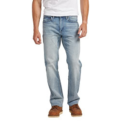 Silver Jeans Co. Men's Zac Relaxed Fit Straight Leg Jeans, Light wash SDK116, 34W x 34L