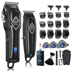 GLAKER Professional Hair Clippers and Trimmer Kit, Cordless Barber Clippers Hair Cutting Kit for Men Women Kids, Mens Hair Trimmer Set Fading Clippers with 18PCS Guards