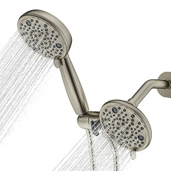 VANTENCY Shower Head Combo, High Pressure 2-in-1 Dual Shower Combo Set with 59  Shower Hose, 8 Function 5  Shower Head Handheld Spray with 3-Way Water Diverter(Brushed Nickel)