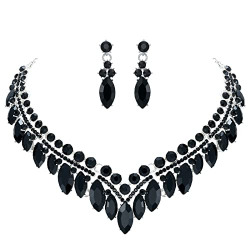 SWEETV Costume Jewelry for Women, Wedding Jewelry for Bride, Bridal Austrian Crystal Teardrop Necklace and Earrings Jewelry Set for Brides, Bridesmaids, Prom Jewelry Gift