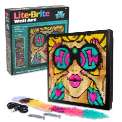 Lite Brite Wall Art POP Wow - 16  x 16  Screen, 6,000 Mini Pegs, 3 HD Designs, Great Gift for Ages 14+, Create & Display