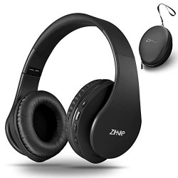 Bluetooth Headphones Over-Ear, Zihnic Foldable Wireless and Wired Stereo Headset Micro SD/TF, FM for Cell Phone,PC,Soft Earmuffs &Light Weight for Prolonged Wearing (Black)
