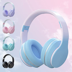 Macaron Color Bluetooth Headphones Over The Ear with Microphone, Noise Cancelling Wireless/Wired Multi Mode Stereo Sound Foldable Headset for Gaming/Sports/Home/Office/Travel