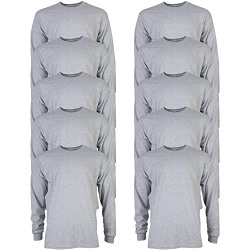 Gildan Men's Ultra Cotton Long Sleeve T-Shirt, Style G2400, Multipack, Sport Grey (10-Pack), Small