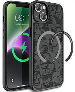 Designed for iPhone 13 Case/iPhone 14 Case Compatible with MagSafeStrong Magnetic MagnetsUnique PU Leather & Anti-Scratch Shockproof Protective & Slim  Phone Case iPhone 14/13 (Black)