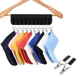 New Cap Organizer Hanger, Baseball Cap Holder with 10 Clips, Hat Organizer for Closet, Change Your Cloth, Socks, Towel Hanger to Cap Organizer Hanger, Keep Your Hats Tidy Clean Black