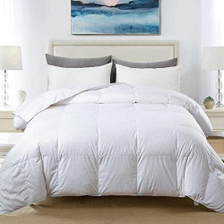 Cosybay Cotton Quilted White Feather Comforter Filled with Feather & Down Machine Washable - All Season Duvet Insert or Stand-Alone  Oversized King Size (116*98Inch)