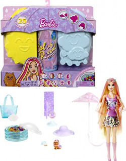Barbie Color Reveal Doll with 7 Surprises, Color Change and Accessories, Palm Trees Series, styles may vary 