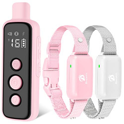 Bousnic Dog Shock Collar for 2 Dogs - ( 8-120lbs) Waterproof Rechargeable Electric Dog Training Collar with Remote for Small Medium Large Dogs with Beep Vibration Safe Shock Modes(Pink)