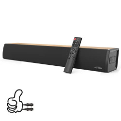 BESTISAN Sound Bar, Home Audio TV Soundbar Speaker, Wireless Bluetooth 5.0 Soundbars for TV/PC/Projectors, Opt/Coax/Aux/USB,(24 Inch, 3 EQ Modes, 3D Surround Sound)