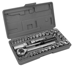 Performance Tool W1173 SAE/Metric 40-Piece Socket Set (1/4  & 3/8  Drive), Silver