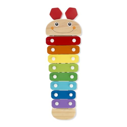 Melissa & Doug Caterpillar Xylophone Musical Toy with Wooden Mallets 15.25  x 6.5  x 1.5 , Blue