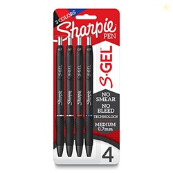 Sharpie S-Gel Gel Pens, Black Barrel, Medium Point (0.7mm), Assorted I