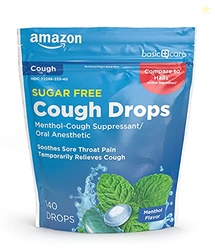 Amazon Basic Care Sugar Free Menthol Cough Drops for Sore Throat Relie