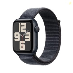 Apple Watch SE (2nd Gen) [GPS 44mm] Smartwatch with Midnight Aluminum Case with Ink Sport Loop One Size. Fitness and Sleep Trackers, Crash Detection, Heart Rate Monitor, Carbon Neutral