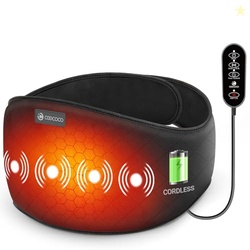 CooCoCo Cordless Heating Pad with Massager for Back Pain Relief, Portable Lower Back Massager with Heat, Rechargeable Heat Pad for Period Cramps, Auto-Off