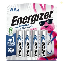 Energizer Ultimate Lithium AA Batteries (4 Pack), 1.5V Lithium Double 
