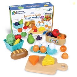Learning Resources New Sprouts Farm-to-Table Fresh Market - Pretend Play Food for Kids, Grocery and Kitchen Play Toys, Toddler Fine Motor Skills, Montessori Activities, Gifts for Boys and Girls