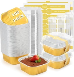 RUCKAE 10OZ 100 PCS SQUARE MINI LOAF PANS WITH LIDS