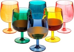 12-OUNCE PLASTIC STEM WINE GLASSES, SET OF 6 