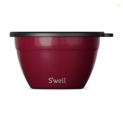 S'well Stainless Steel Salad Bowl Kit 64oz, Wild Cherry, Comes with 2oz Mini Canister and Removable Tray for Organization, Leakproof, Easy to Clean, Dishwasher Safe
