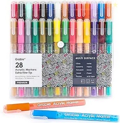 Grabie Acrylic Paint Pens Markers, Set of 28 AD