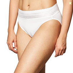 Warner's Women's No Pinching No Problems Lace Hi Cut Brief Panty, White, Large