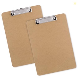 Macroclo Wood Clipboards Set of 2, Letter Size Hardboard Clip Board 8.5x11 for Classroom, Students, Kid, A4 Standard Size 9" x 12.5" with Low Profile Clip, Office & School Supply