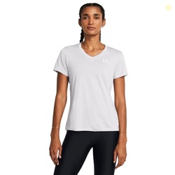 Under Armour Womens Tech Twist Short Sleeve V Neck, (014) Halo Gray/White/White, X-Small