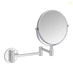 Amazon Basics Wall Mount Round Vanity Magnifying Bathroom Mirror, 1X/5X Magnification, 12.8"L x 10"W, Chrome
