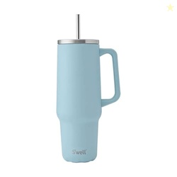 S'well Recycled Stainless Steel Tumbler XL with Straw and Handle, 40oz, Powder Blue, Triple Layered Vacuum Insulated Container Keeps Drinks Cold 50 hours and Hot for 10, BPA Free