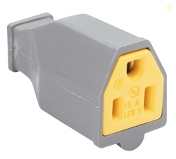 Legrand Pass & Seymour SA993GRYCC10 15-Amp 125-volt Straight Blade Connector Two Pole Three Wire, Gray (1 Count)