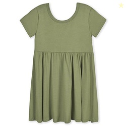 Gerber Baby Girls Toddler Buttery-Soft Short Sleeve Twirl with Viscose Made Eucalyptus Playwear Dress, Moss, 18 Months US