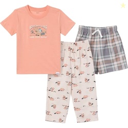 Gerber Toddler Boys' T-Shirt, Shorts & Pants Pajama Set, Woodlands, 3T