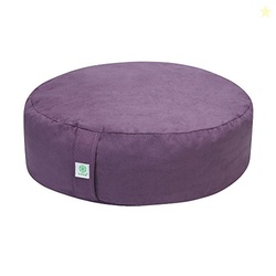 Gaiam Zafu Yoga Meditation Cushion - Ergonomic Buckwheat Hull Floor Pillow for Posture Support, Tailored Comfort with Adjustable Filling, Carry Handle, Versatile for Pilates and Relaxation - Purple