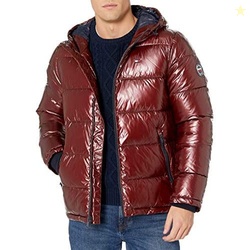 Tommy Hilfiger Men's Classic Hooded Puffer Jacket (Standard and Big & Tall), Pearlized Red, X-Large
