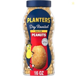 PLANTERS Salted Peanuts, Dry Roasted Peanuts, Party Snacks, Plant Based Protein, Snacks For Adults, 16oz (1 Jar)