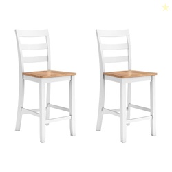 Signature Design by Ashley Gesthaven Solid Wood Frame Counter Height Barstool, Set of 2, White/Natural